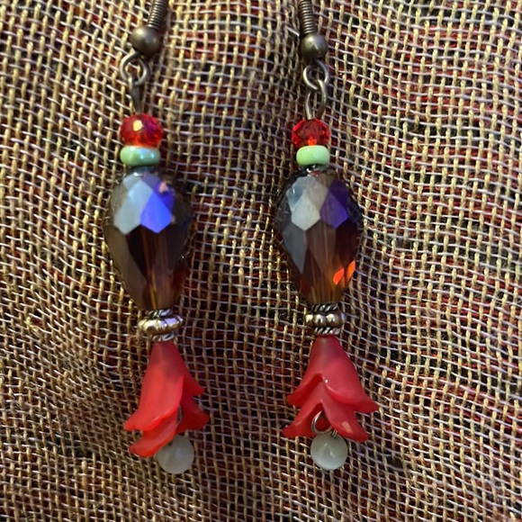 Handmade Jewelry Luminous Blooms Collection Earrings w New & Upcycled Beads - Picture 4 of 4